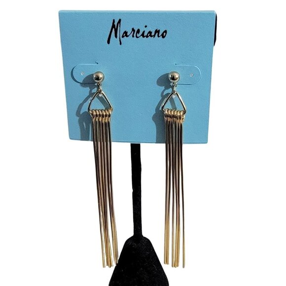 ❤️Long Metal Tassel Gold Tone Pierced Earrings NWT Retail $24 ❤️ - Picture 3 of 12